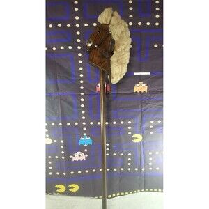 Vintage Old 1980s Wooden Horse Riding Stick Yarn Retro Nostalgic Country Toy